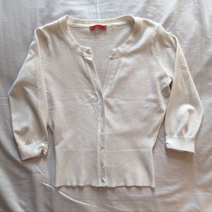 White 3/4 sleeve poly blend cardigan
